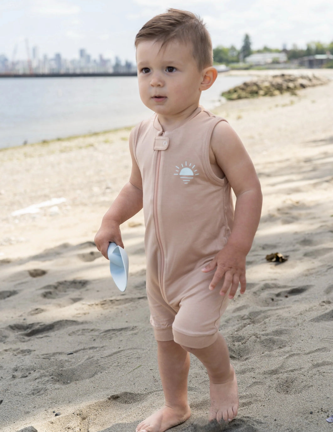 Silkberry Baby Bamboo Sleeveless Romper - Maple Sugar