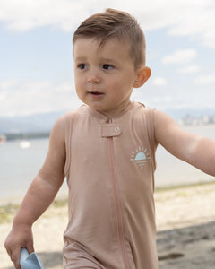 Silkberry Baby Bamboo Sleeveless Romper - Maple Sugar