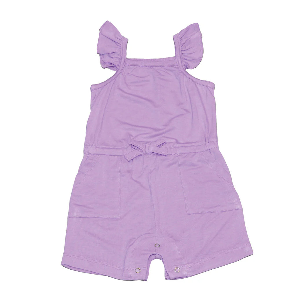 Silkberry Baby Girls Bamboo Sleeveless Ruffle Romper - Lavender Bloom