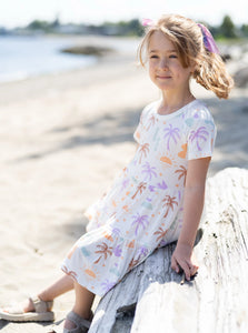 Silkberry Girls Bamboo Tiered Jersey Dress with Bloomer - Boho Surf Print