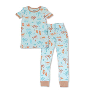 Silkberry Boys Bamboo Short Sleeve Pajama Set - Sunny Shores Print