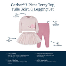 Load image into Gallery viewer, Gerber Baby 3-Piece Girls Woodland French Terry Top &amp; Tulle Tutu
