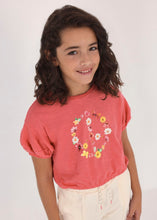 Load image into Gallery viewer, Mayoral Youth Girls Short Sleeve T-Shirt - Floral Peace
